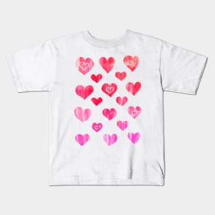 Painted Pink Hearts Kids T-Shirt